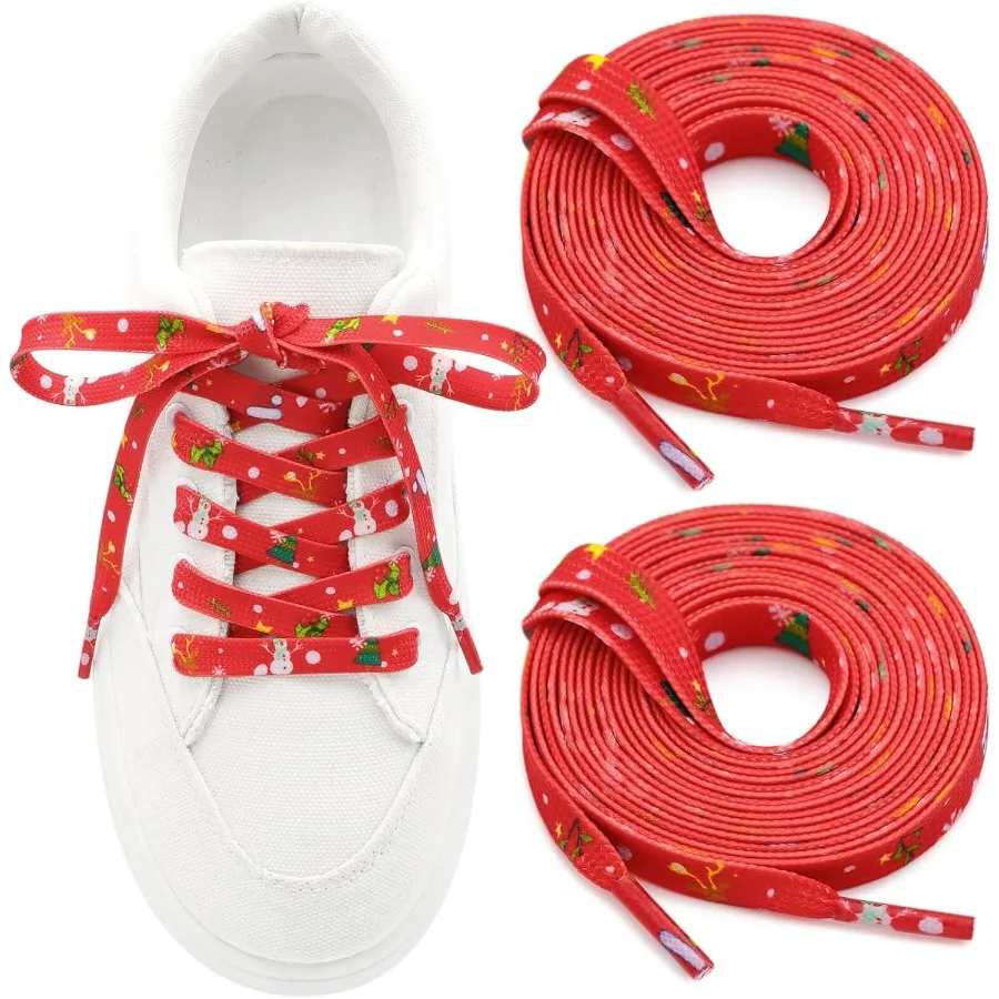 

Плоские рождественские шнурки для обуви: 2 шт. Красочный узор для кроссовок