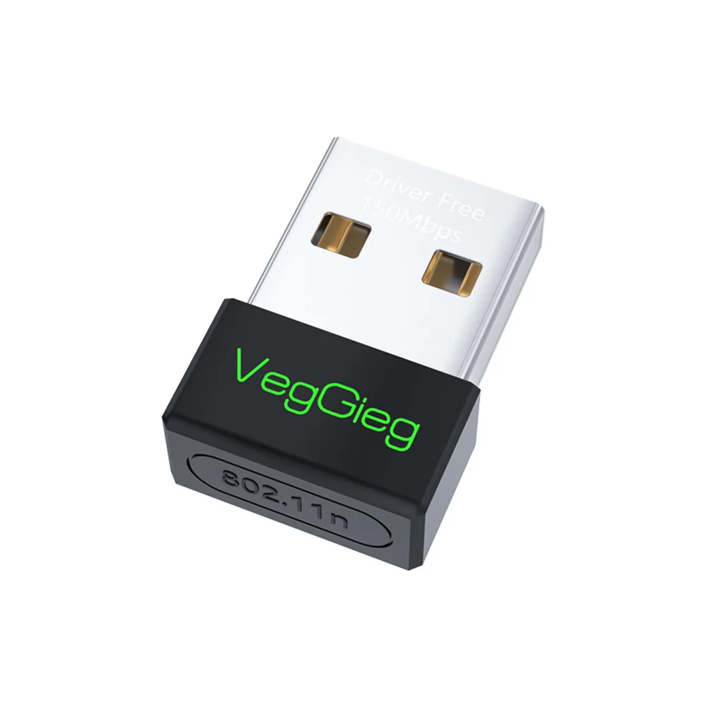

VegGieg 150Mbps Mini USB WiFi Adapter Driverless 2.4GHz Wireless Network Card for PC Laptop - Network Adapter