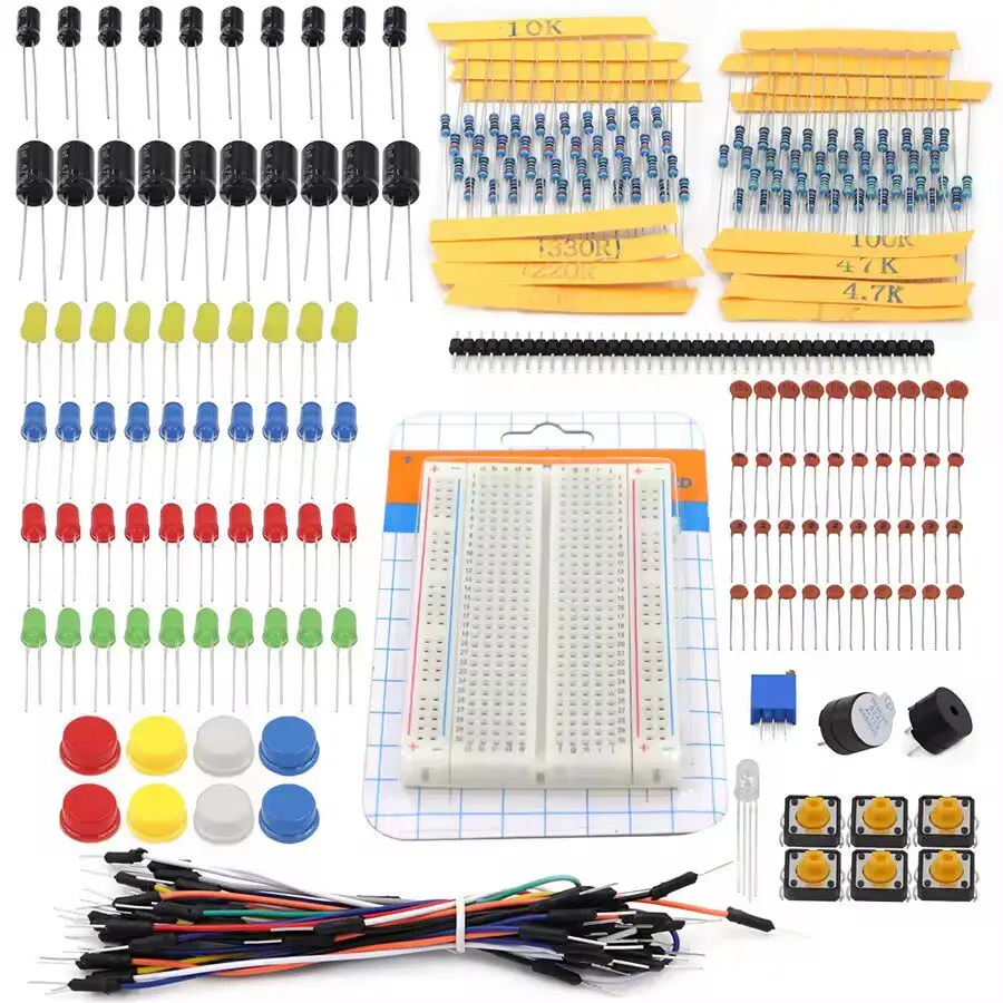 The old 400-hole starter kit is suitable for uno r3 capacitor bread board led buzzer.