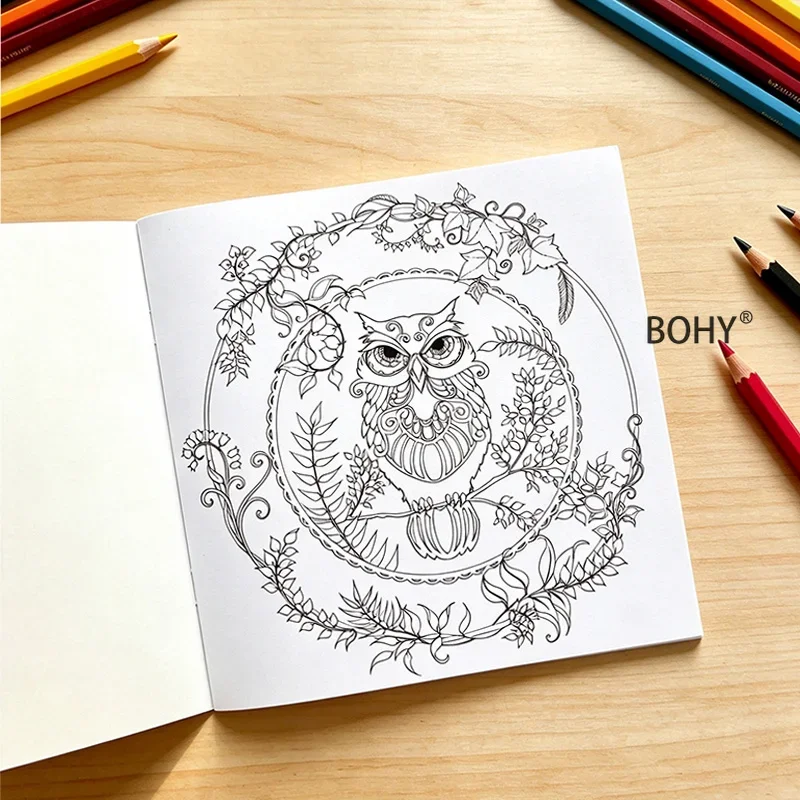 1 Forest Animal Quietly Coloring Album, Include Theme Line Drafts As Foxes/jellyfish/lions and Plant Patterns, Total of 24 Pages
