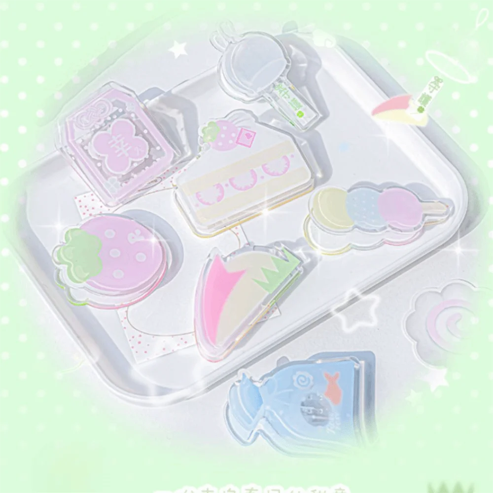 Cute Double-Sided Acrylic Paper Clips Page Holders Portable Book Page Clips Strawberry & Dessert Journal Clips