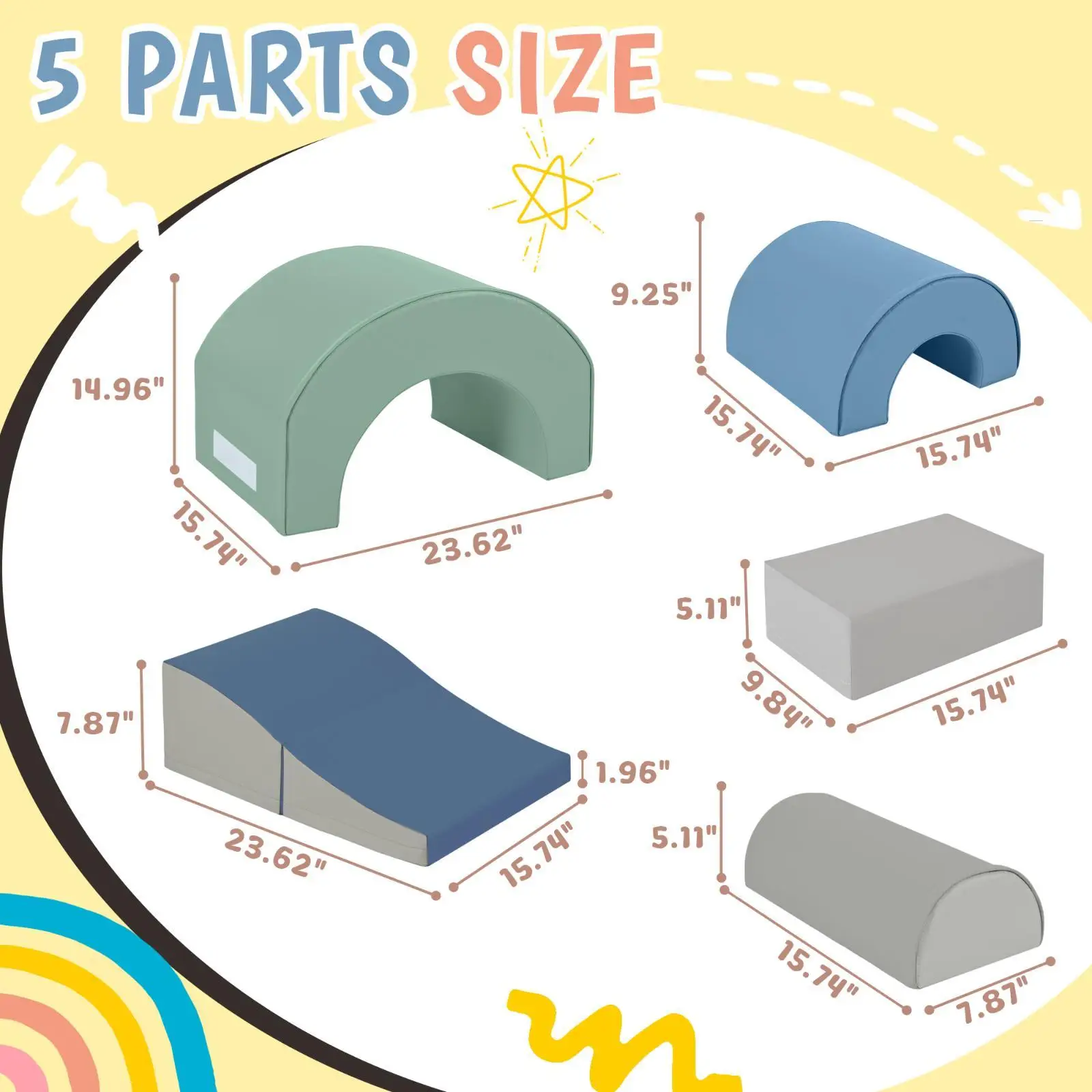 Jouets d'escalade pour enfants en bas âge, blocs d'escalade en mousse pour bébés, 5 pièces