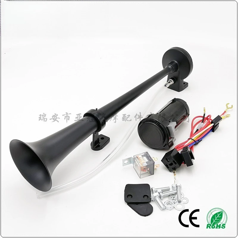 12V Zinc Alloy Single Trumpet Air Horn 450mm Long Tube Electric Air Horn For Car Truck Modification