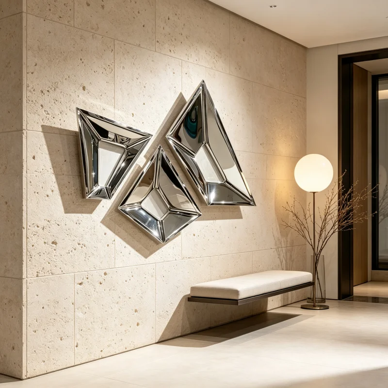 Modern Simple Creative Polished Stainless Steel Wall Decoration Furniture Abstract Metal Artwork for Home Decor