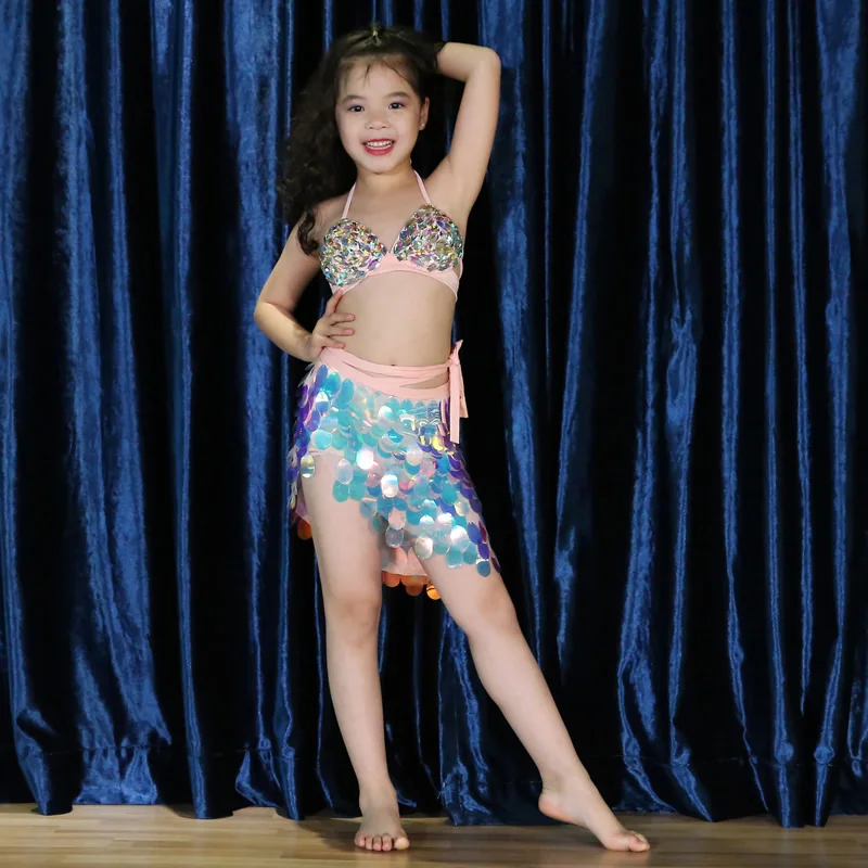 Children's Belly Dance Performance Costume Mermaid Folk Dance Outfit Girls' Dance Performance Clothes Belly Queen