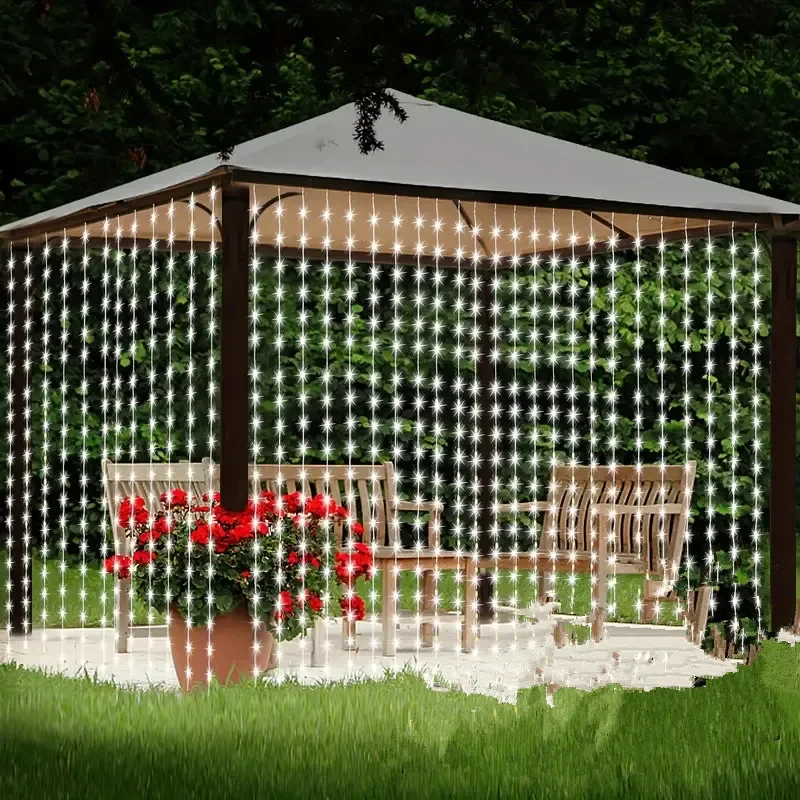 أضواء LED الشمسية الستار سلسلة أضواء أضواء في الهواء الطلق الجنية أضواء عيد الميلاد غرفة الزفاف زينة 2025 عيد الميلاد الديكور #2