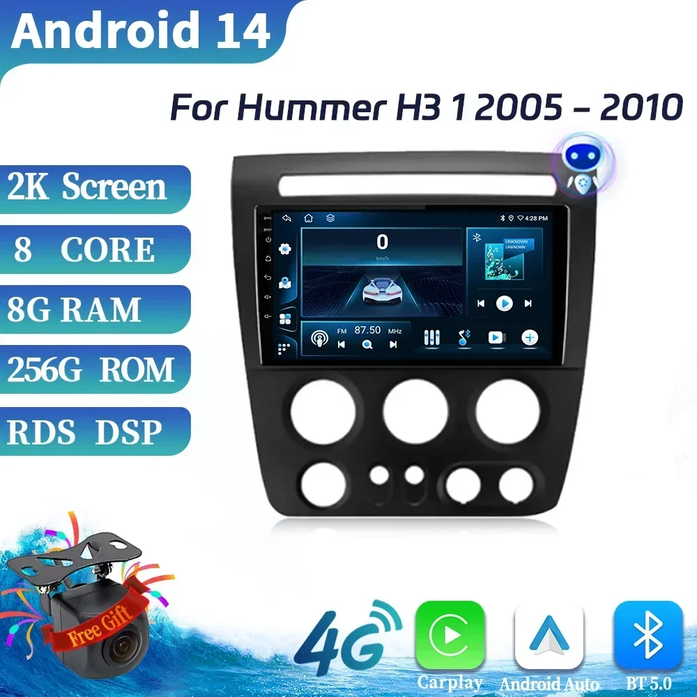 Car Radio For Hummer H3 1 2005-2010 Wireless Bluetooth Carplay Stereo Stereo Multimedia Head Unit 4G GPS Navigation Touch Screen