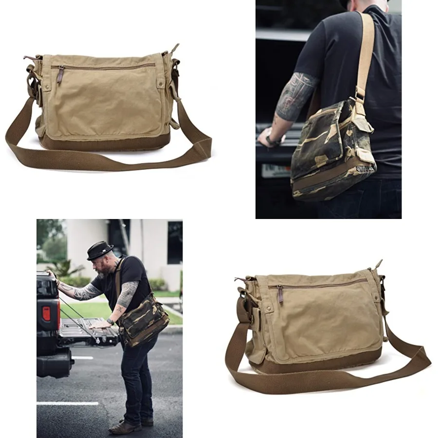 

GOOTIUM Canvas Messenger Bag - Vintage Cross Body Shoulder Satchel