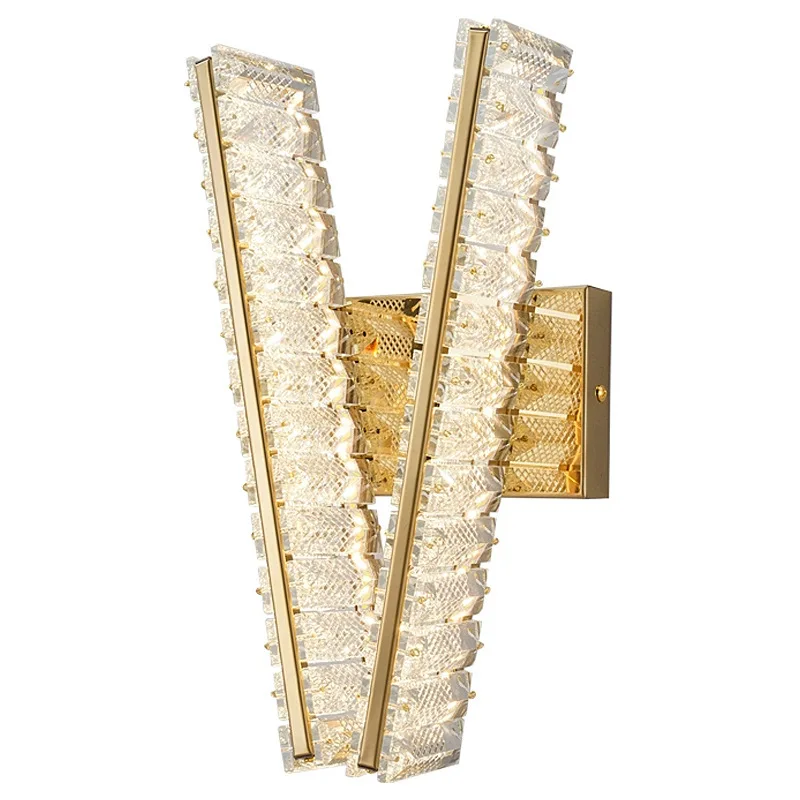 

Crystal wall lamp, light luxury style, living room bedroom bedside lamp