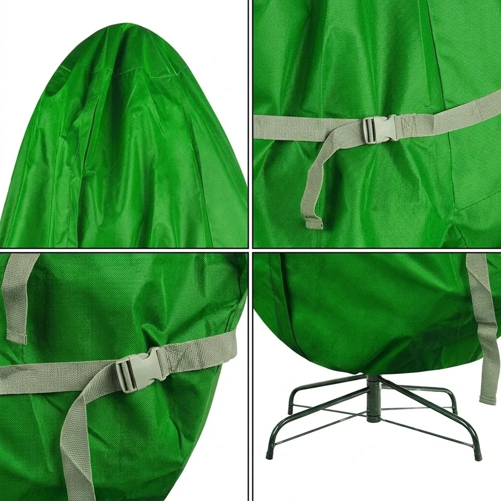 Green Oxford Cloth Upright Christmas Tree Storage Bag With Adjustable Straps Dust For Proof Cover For 6-9FT Holiday Decoration