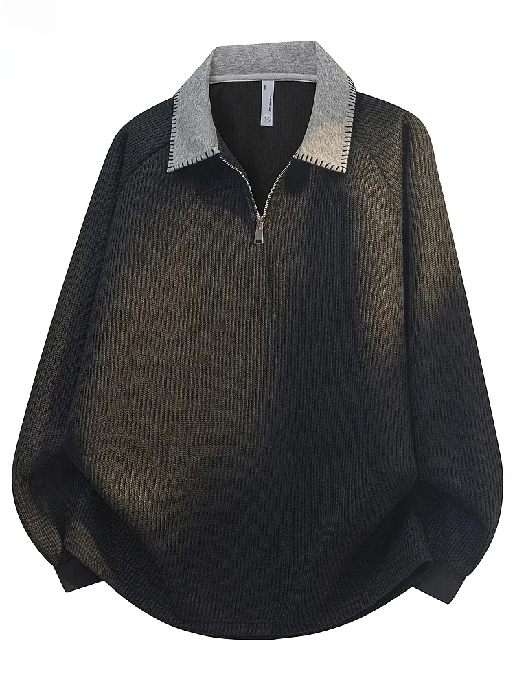 

f Zip Knitwear Casual Loose Men's Top Spring New Sle Comfortable Polyester Fiber Long Sve Faionable Youthwear