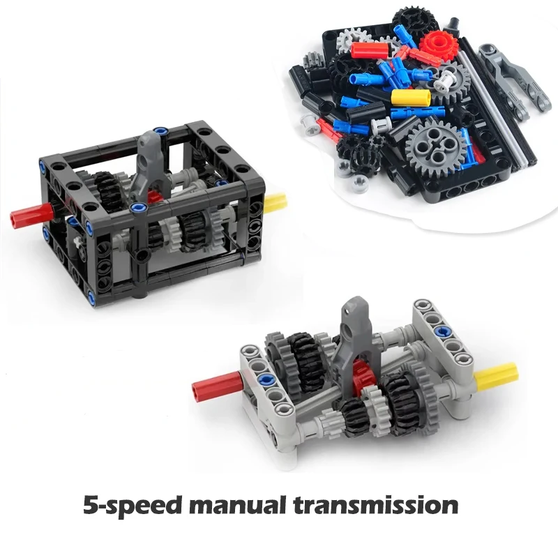 

MOC Manual 5-speed Differential Technology Building Blocks Gearbox Variable Speed Wave Box Gears Assembly Bricks Toys DIY Parts