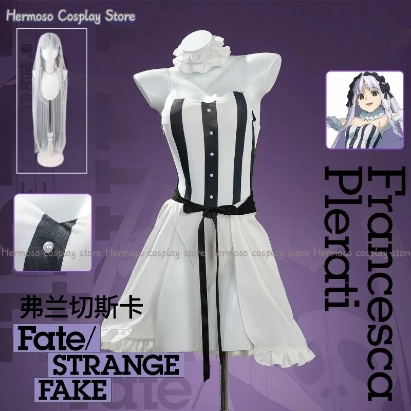 Костюм для косплея Франчески Плерати, парик, аниме-косплей Fate/Stay Night, фальшивый купальник, носки, фартук, аксессуары для волос, реквизит для женского образа