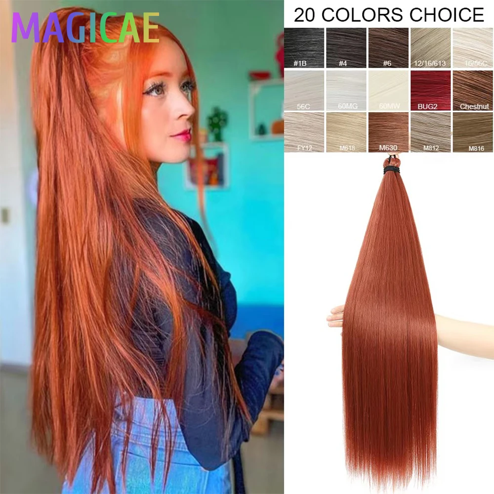 

28Inches 3PCS Crochet Braids Straight Orange Brown Ombre Piano Blond 27/613 Crochet Hair 72cm High Temperature Synthetic Hair