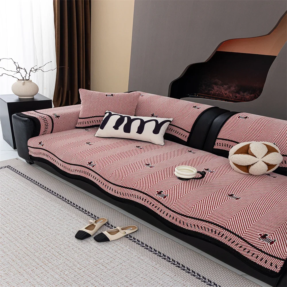 2025 New Autumn and Winter Thickened Light Luxury Corduroy Non-slip Anti-cat Scratch Non-stick Wool Sofa Cushion Cover