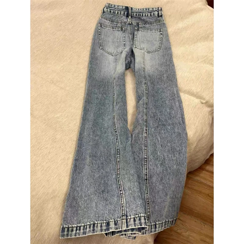 Damskie Retro Luźne Szerokie Jeansy Uliczne Cool Girl Spodnie Personalizowane Cool Girl Casualowe Dół Damskie Kowbojskie Szerokie Spodnie