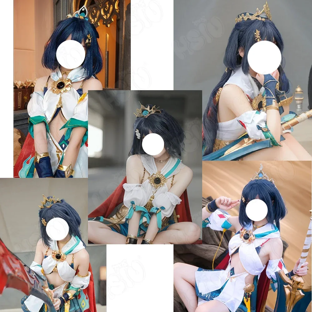 Yunli Cosplay Wig Fiber synthetic wig「HSIU 」90CM Black and Blue Mixed Color Long Wig+Wig cap Game Honkai Star Rail cosplay Wig