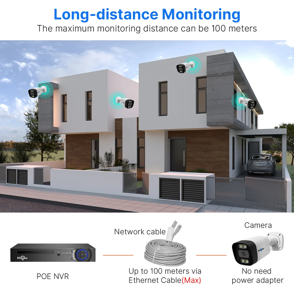 Imagem -04 - Hiseeu-kit de Sistema de Câmera ip de Segurança Poe 8mp Cctv 8ch Nvr Detecção de Rosto ai P2p Casa ao ar Livre Conjunto Vigilância H.265 4k