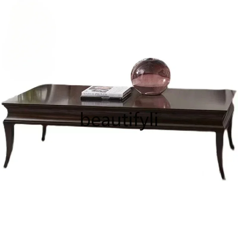 

American solid wood retro coffee table neoclassical walnut European simple small apartment storage coffee table furniture
