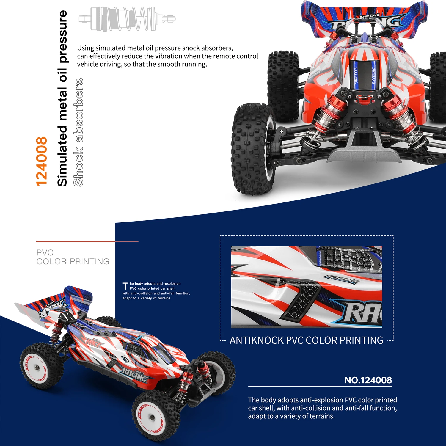 Wltoys 1/12 124008 Drift Cars 2000mAh 60km/h High Speed 3S Brushless Motor Remote Control 4WD Off-Road Toys for Adults