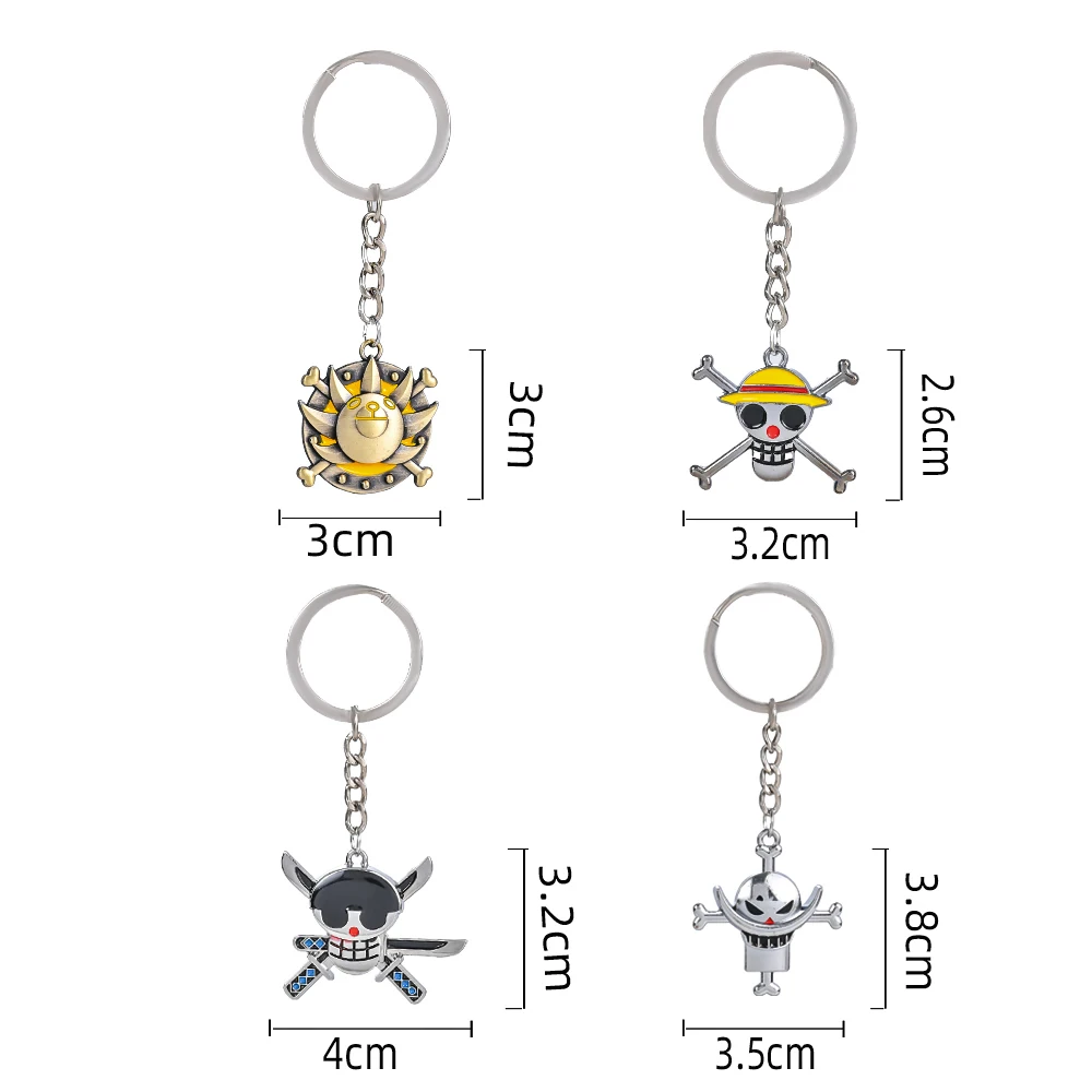 Anime Keychain Cartoon Roronoa Zoro Jolly Roger Pendant Key Chain for Women Men Kids Keyring Jewelry Gifts