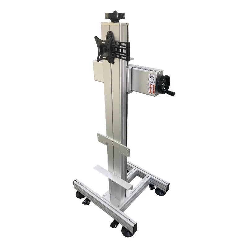 Mobile portable stand, industrial alignment gantry stand for laser coder with wheel arm