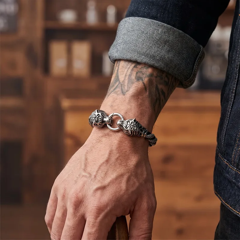 Animal Charm Bracelet Men Domineering Retro Punk Trend Bracelet Gothic Hip Hop Rock Motorcycle Riding Jewelry Gift