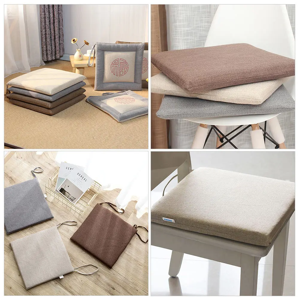 1Pcs Linen Office Chair Pad Washable Breathable Stylish Design for Home School Car Sofa Use Seat Pad Simple Seat Cushion