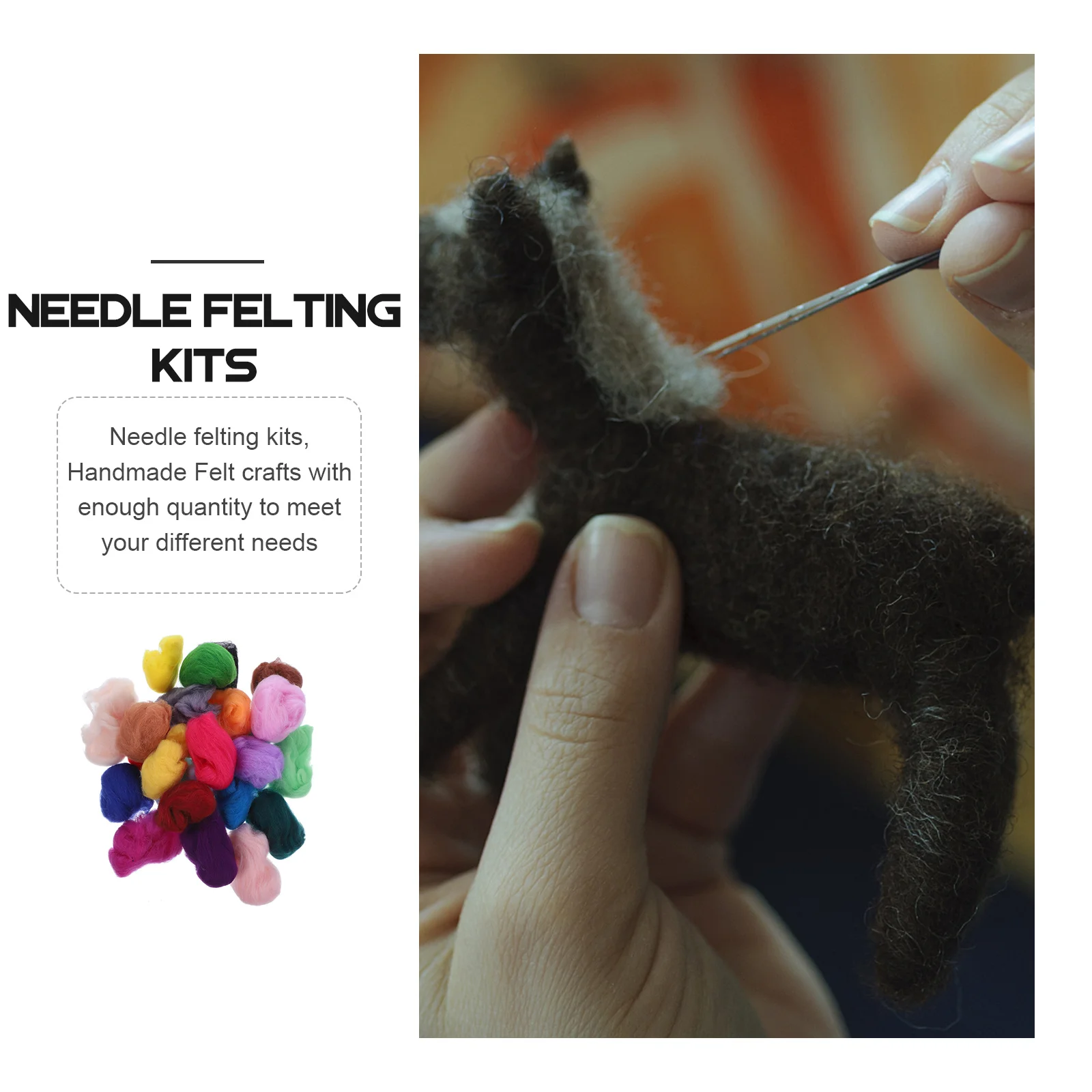 

1Set Filling Wool Strip DIY Needle Felting Kit Creative Handmade Felt Craft Fun Activity for Children Creative Artistic Work