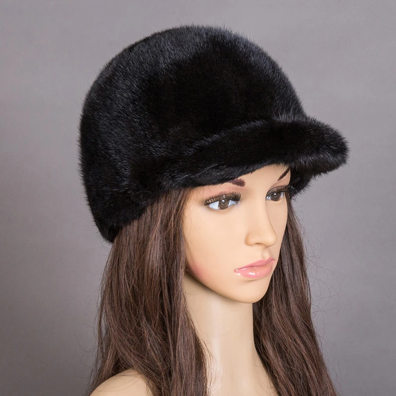 

Mink Fur Hat Women's Winter Fur Hat Warm Duck Tongue Knight Mink Fur Hat Female Russian Winter Warm Real Fur Hat Fashion Caps