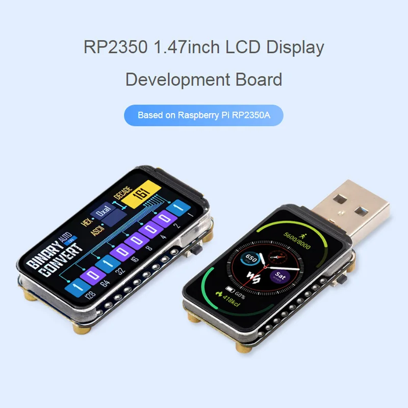 

Плата разработки дисплея RP2350 1,47 дюйма, цвет 262K, 172x320, на базе двухъядерного и двухармированного микроконтроллера RP2350