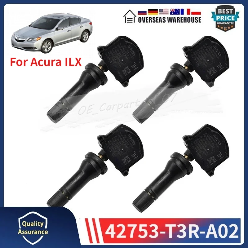 Sensor de Presión de Neumáticos TPMS 433MHZ 42753-T3R-A02 para Acura ILX MDX 2019 e Integra 2022-2025, 4 Piezas, 42753-T3R-A04, 42753T3RA02