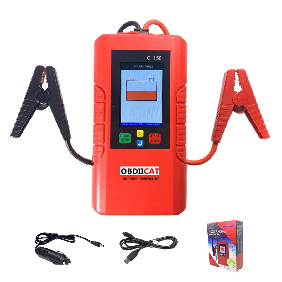 C158/C108 Jump Starter Supercapacitor Auxiliary Smart No-Battery Starter Auxiliary Car Starting Capacitor 12V Car Booster Tools