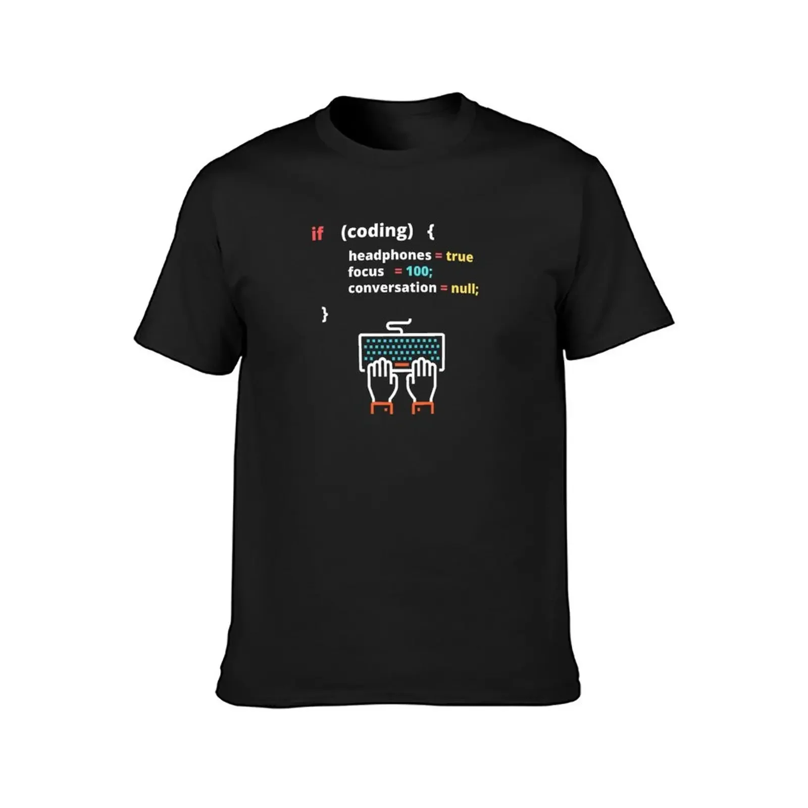 Programming If Coding Headphones Focus Gift T-Shirt street wear customs heavyweights tee shirts for men