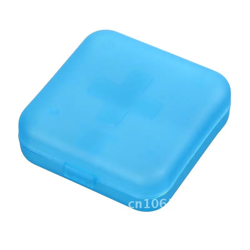 

Portable Travel Four-Compartment Pill Box Mini Pill Organizer Storage Small Box Household Essential Plastic in Blue Green Pink