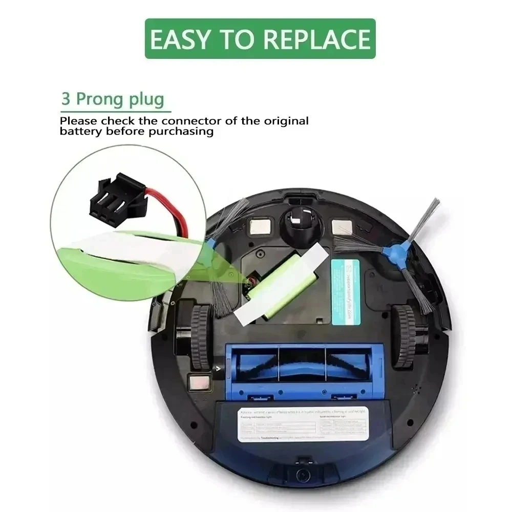 Batteria di ricambio 14.4v 2800mAh compatibile con Ecovacs Deebot N79 N79S DN622 ed Eufy RoboVac 11,11S,12,15C,15T,35C,G10 Hybrid