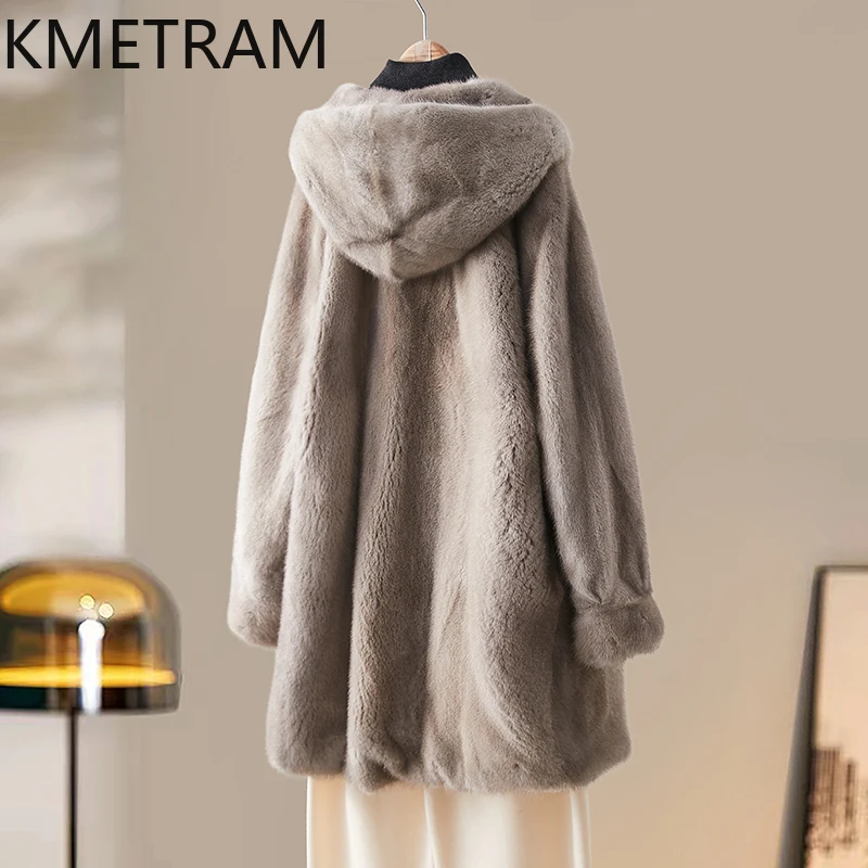 100% jaqueta de pele de vison inteira mulher luxo comprimento médio casaco de pele real com capuz roupas de inverno para mulheres jaquetas peludas 2025 шу omega