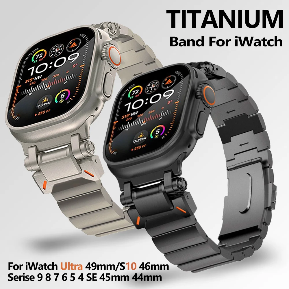 

Men Titanium Strap For Apple Watch Ultra 2 1 49mm 10 46mm Watches for men Band For iWatch9 8 7 6 5 4 Se 44mm 45mm Metal Bracelet