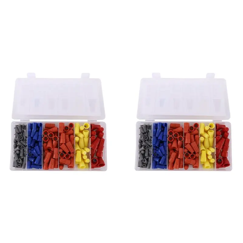 AT19-360Pcs Electrical Wire Connectors Screw Terminals, Easy Twist On Connector Kit With Spring Insterted Wire Nuts Cap