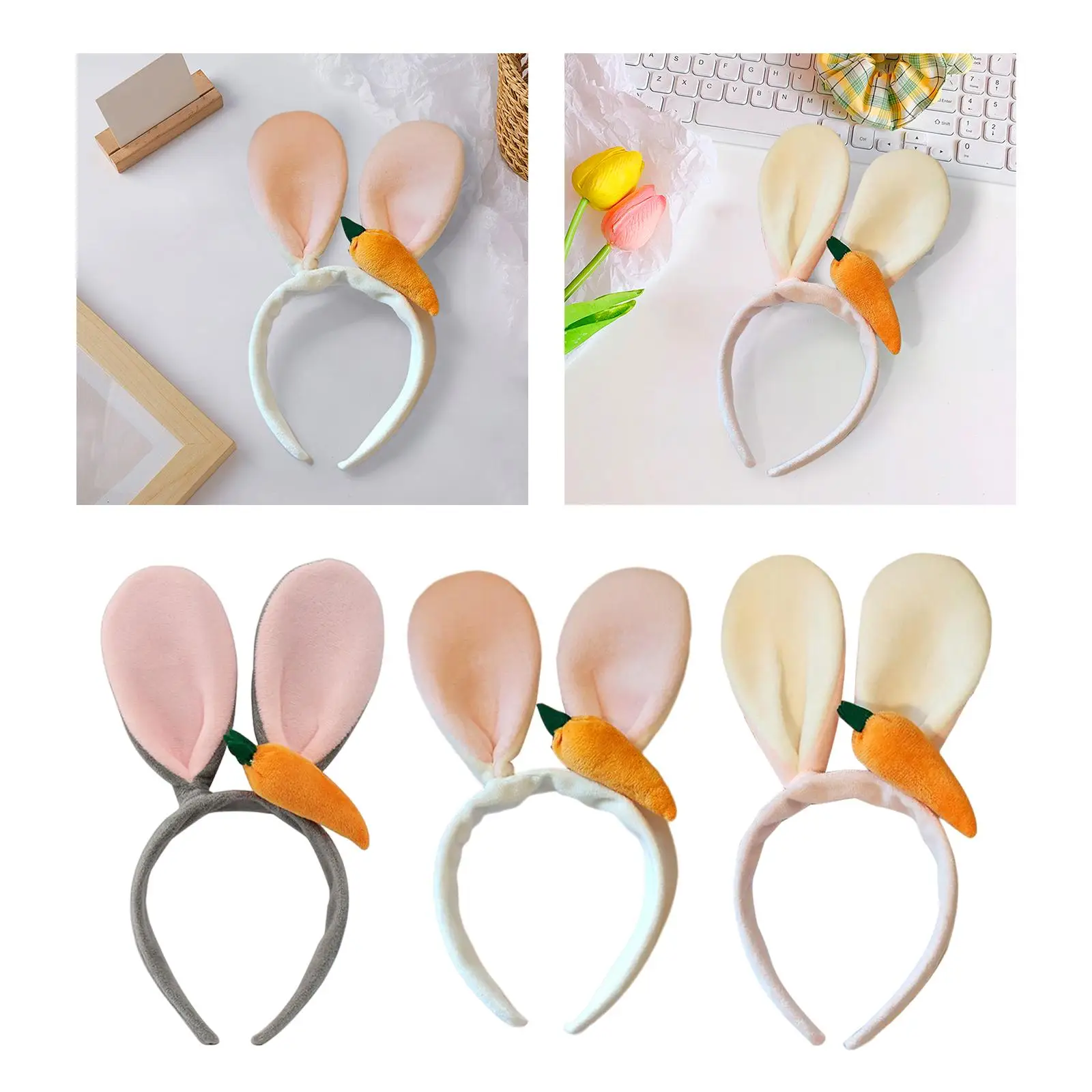 Plush Ears Headband Headdress for Women Girls Holiday Birthday Carnival image 4
