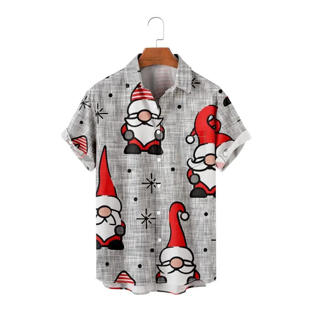 Transfronteiriça nova chegada natal cor elementos periféricos casual masculino e feminino 3d impressão digital camisa de manga curta