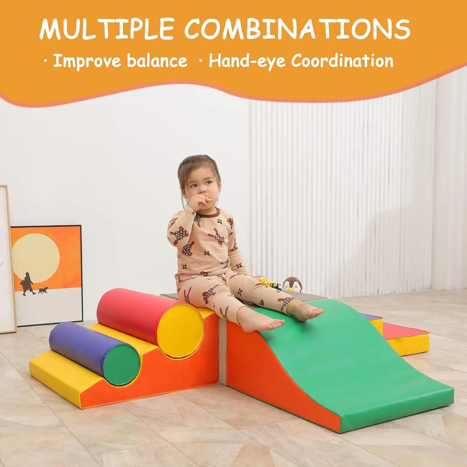 ชุดปีนเขาโฟมสําหรับเด็กวัยหัดเดินในร่ม - ชุดของเล่นกิจกรรมแบบนุ่มสําหรับปีนและคลานสําหรับเด็ก - อุปกรณ์ยิมนาสติกสําหรับปีนเขาสําหรับเดิน