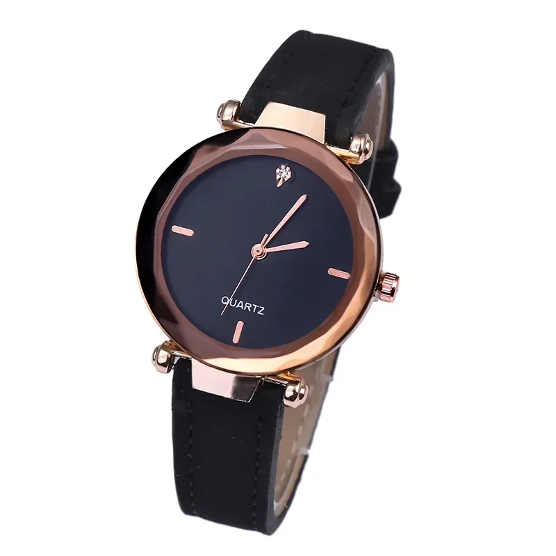 Fashion Women's Quartz Wristwatches Glass Diamond Quartz Watch Numberless and No Waterproof Female's Watch with Frosted Belt