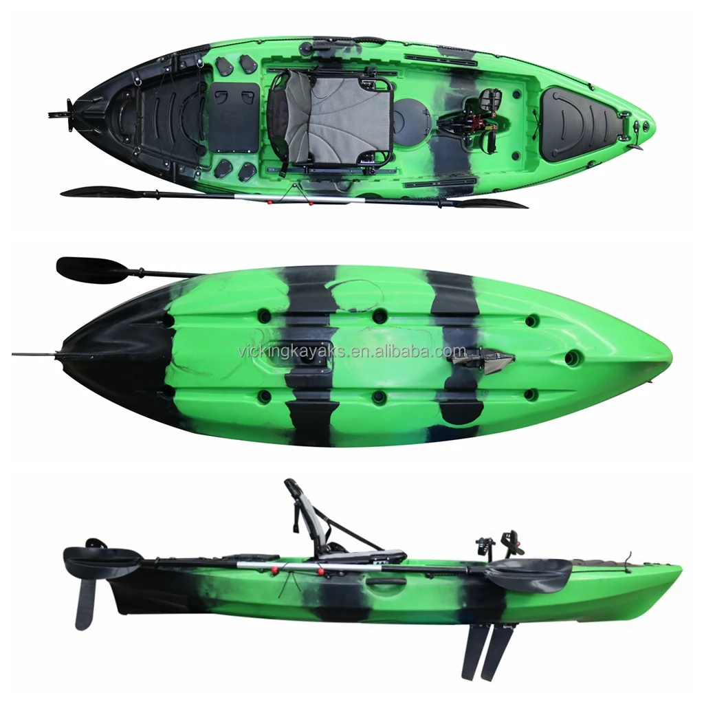 2024 Nuovo design in plastica per kayak da pesca a pedale per mare, lago, fiume, canoa, lunghezza 3,18 m, materiale per scafo in HDPE