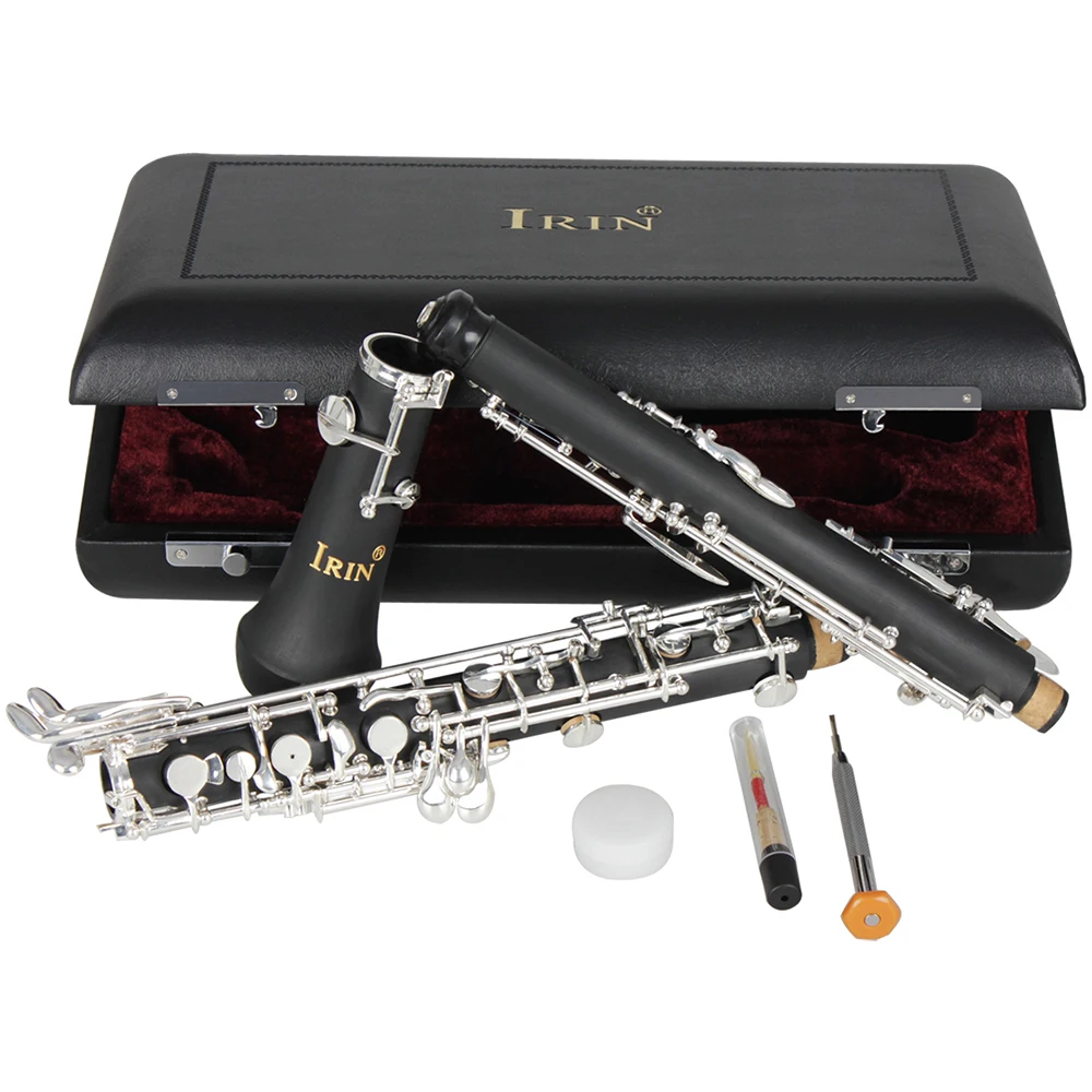 Black Oboe 22 Key C Semi Automatic Bakelite Oboe Combination Professional Performance Grade Oboe Woodwind with Wiping gloves