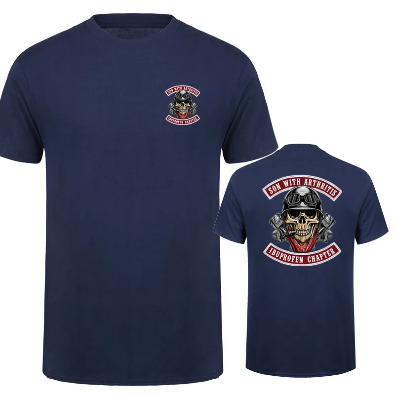 Son with Arthritis Ibuprofen Chapter Old Biker Motorcycle-On Back Men T-Shirt Vintage Funny Design Printed T-shirt Top DY-402