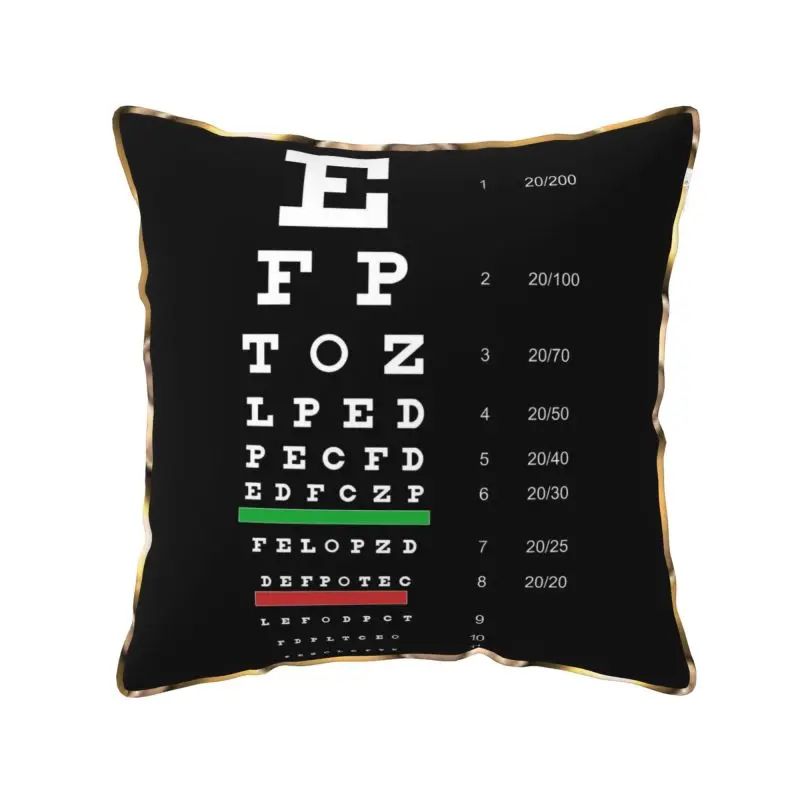 Custom Snellen Chart Eye Test Soft Velvet Throw Pillow Cover 18x18 Inch Pillow Case for Home Sofa Couch Bedroom Decorative