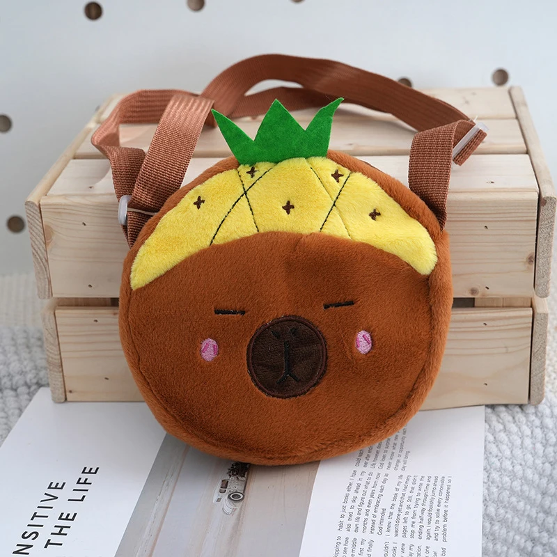 Cartoon Cute Plush Capibara Capybara Large Capacity Crossbody Coin Purse Storage Bag