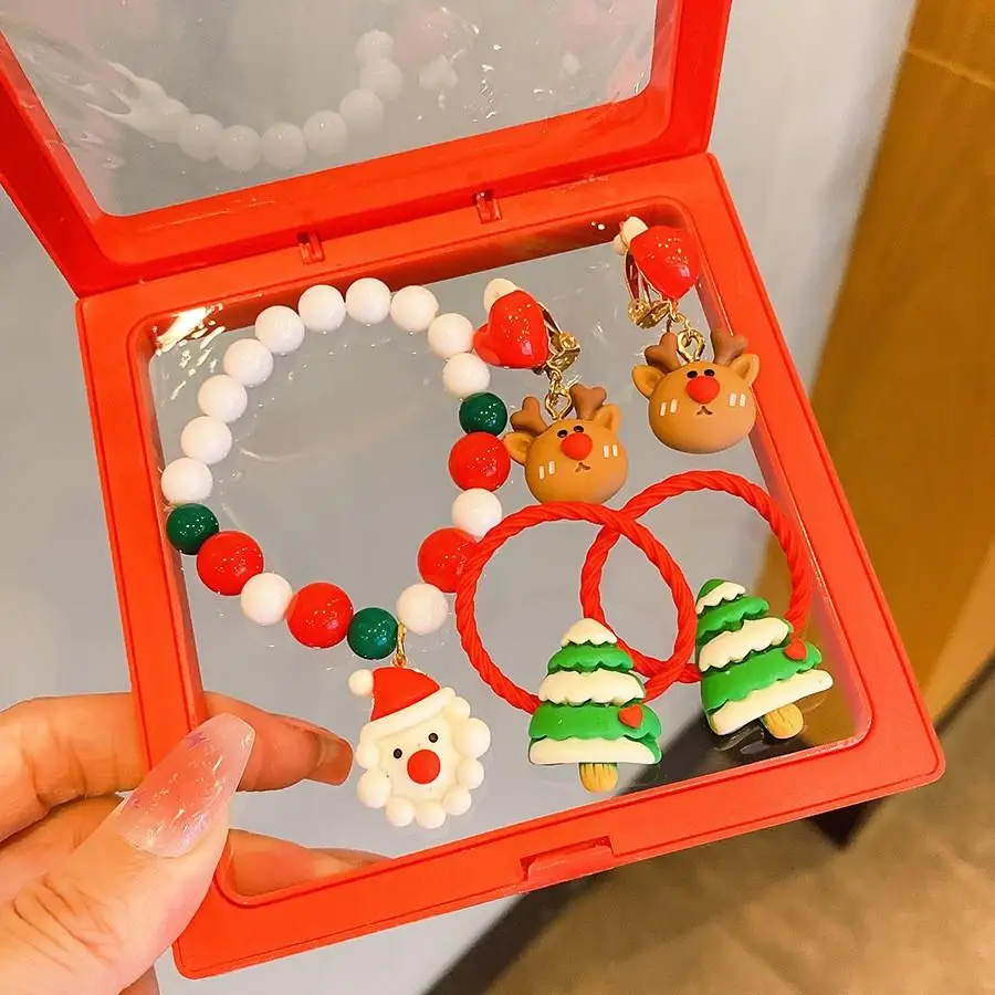 Ensemble de bracelets à thème de Noël - Dessin animé Père Noël Bonhomme de neige Style DIY pour adultes et enfants, décor de fête de Noël et du Nouvel An