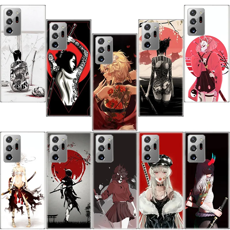 

Blood moon girl and Samurai Phone Case For Samsung S24 S23 FE S22 S25 Ultra S21 Plus Galaxy S20 FE S25 Edge Cover Capa Soft TPU